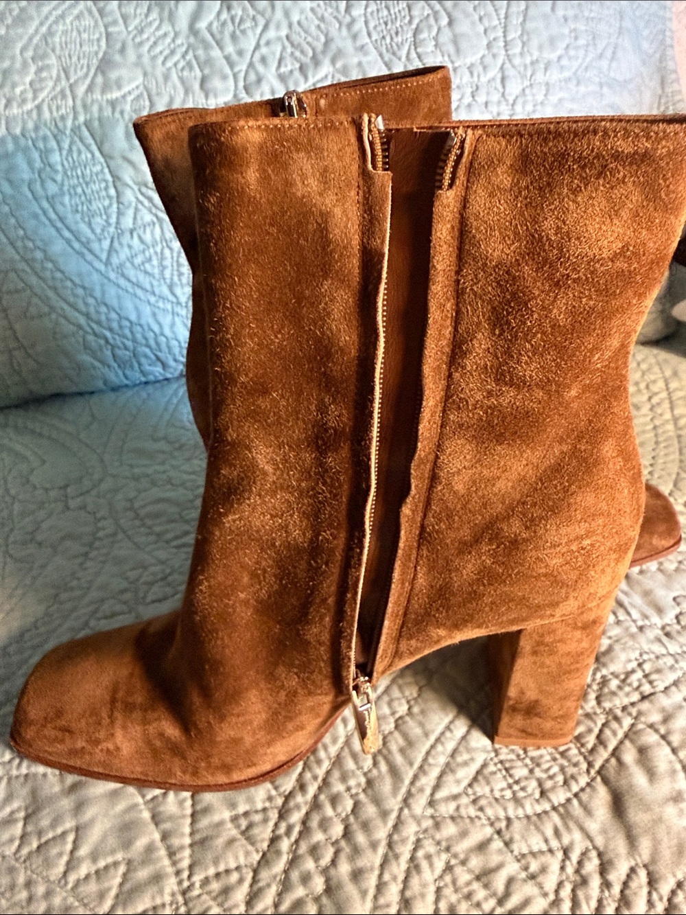 Gianvito Rossi Chestnut Suede Block Heel Ankle Boots - Picture 5 of 7